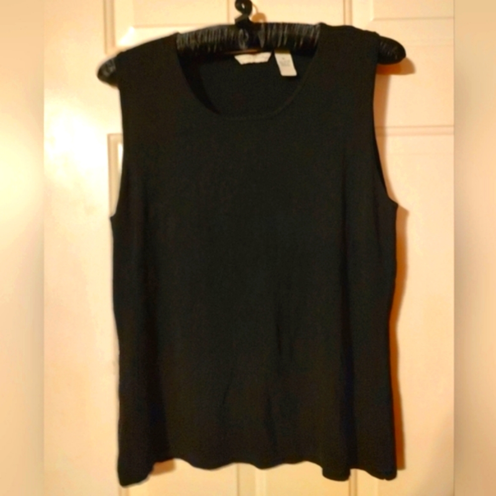 🐦‍⬛🖤🐦‍⬛ Delightful Vtg 90's Black Onyx Slinky Ribbed Camisole Tank Top - XL